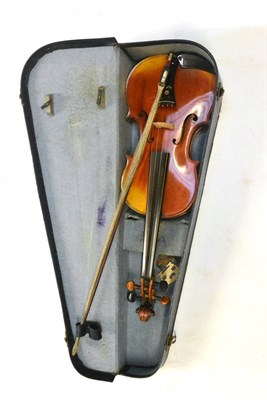 Lot 16 - A 19th Century Violin, possibly French, labelled 'Antonius Stradivarius...', with a 356mm one piece