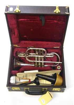 Lot 35 - A Besson Silver Plated 'International' B6 Cornet, serial number 538826, with accessories, in a...