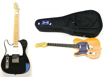 Lot 55 - Two Electric Guitars - Tanglewood with tan coloured body and Harrier with black coloured body, both