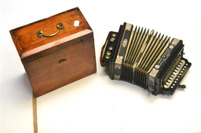 Lot 67 - A Wooden Triumph or Royal Standard Accordion, made for J.G.Graves, Sheffield, in a wooden carry...