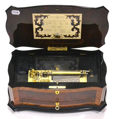 Lot 77 - Reuge Music Cylinder Music Box (Modern) playing 15 Airs, with key wind mechanism and numbered...