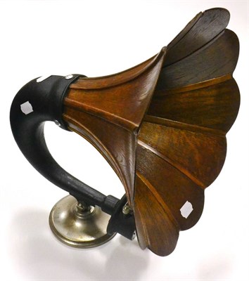 Lot 84 - Amplion Type AR19 (2000 Ohms) Horn Speaker with plain metal base and cast/wooden horn