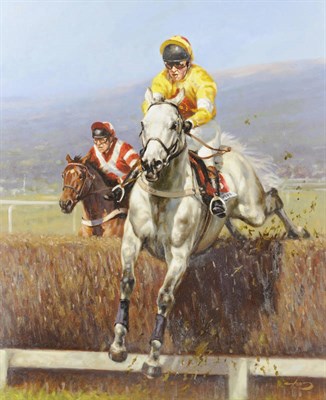 Lot 828 - Graham Isom (b.1945)  "Queen Mother Champion Steeplechase, Cheltenham 18th March 1998" - One...