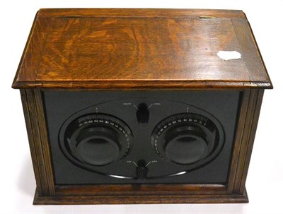 Lot 92 - Graves Vulcan Two Band Valve Radio Receiver Short and Long Wave dials in wooden case with...