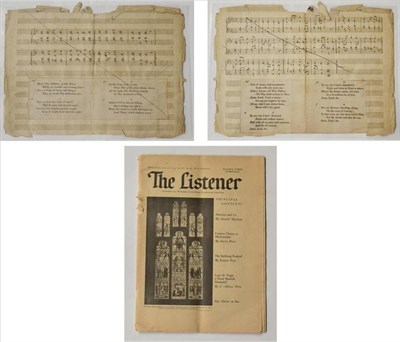 Lot 5 - Edward Elgar Handwritten Score two short pieces of two sides of manuscript paper (i) God of...