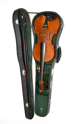 Lot 8 - A 19th Century German Violin, labelled 'Antonius Stradivarius..' with a 363mm two piece back, ebony