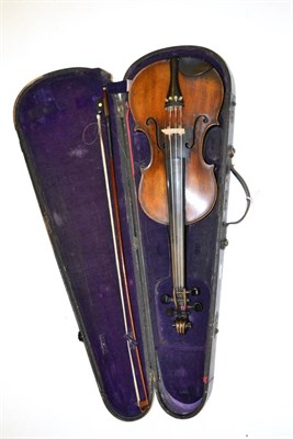 Lot 9 - A 19th Century German Violin, labelled 'Antonius Stradivarius..', with a 358mm two piece back,...