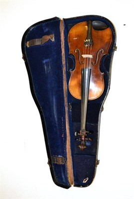 Lot 11 - A 19th Century German Violin, labelled 'Antonius Stradivarius..', with a 361mm two piece back,...