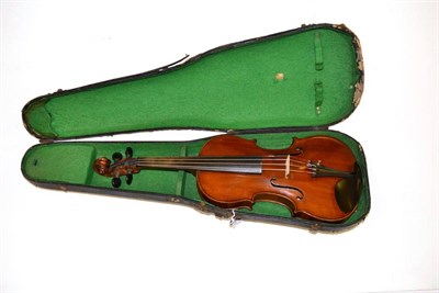 Lot 20 - A 20th Century Chinese Violin, labelled 'Made in Nippon', with a 357mm two piece back, ebony tuning