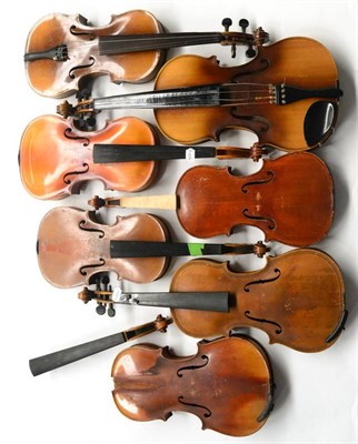 Lot 31 - Seven Violins, various countries of origin, some distressed