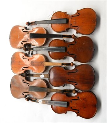 Lot 32 - Seven Violins, various countries of origin, some distressed