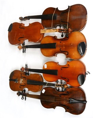 Lot 33 - Six Violins, various countries of origin, some distressed