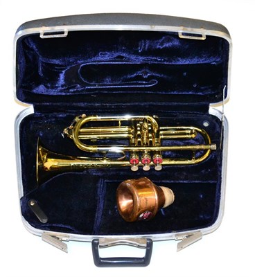 Lot 41 - A Brass Conn U.S.A Trumpet, serial number M73111, with chrome fittings, faux pearl keys, in a...