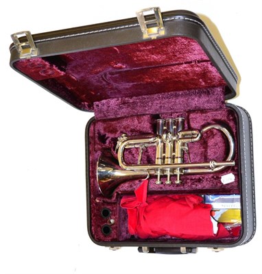 Lot 42 - A Chromium Plated Besson Sovereign Cornet, serial number 926-783013, with extra mouthpieces, in...