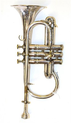 Lot 46 - A Silverplated Besson Class B 'Prototype' Cornet, serial number 78219, with foliate engraved...