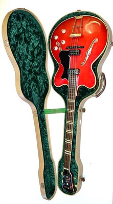 Lot 55 - A Hofner 'Verithin' Semi Acoustic Hollow Bodied Bass Guitar, with makers label numbered 464, cherry