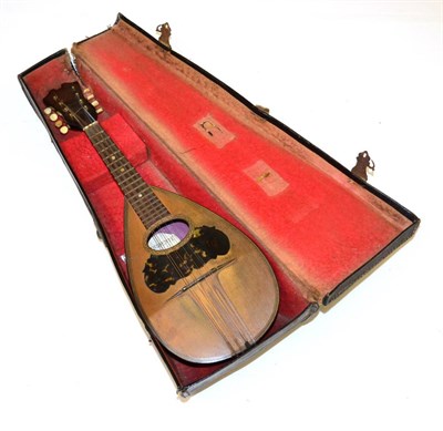 Lot 65 - An Italian 8-String Bowl-Back Mandolin, labelled 'Stridente Napoli', with bone tuners,...