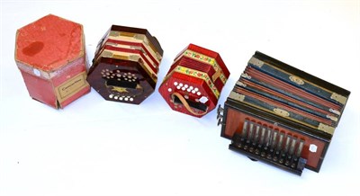 Lot 77 - Three Squeeze Boxes, comprising two concertinas and a melodeon