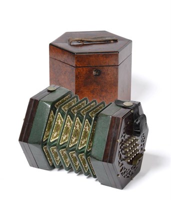 Lot 78 - Wheatstone 48 Key Concertina (1860) no.11725 with fretwork mahogany ends, metal keys (one lacks...