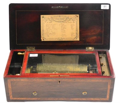 Lot 91 - Nicole Freres Cylinder Music Box serial number 43413, playing 10 aires; lever wind, with 9',...