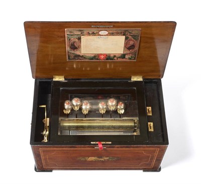 Lot 94 - Swiss Bells In View Cylinder Music Box serial number 18727, playing 12 aires, with lever wind,...