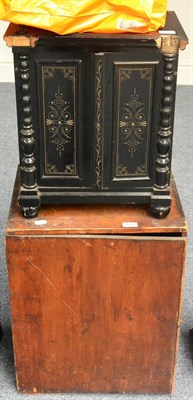 Lot 110 - Organette hand cranked with 24 stop organ in black lacquered wooden cabinet with carved...