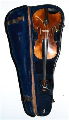 Lot 2001 - A 19th Century German Violin, labelled 'Antonius Stradivarius..', with a 361mm two piece back,...