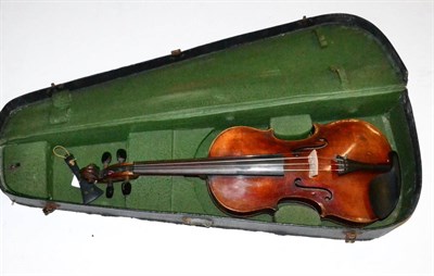 Lot 2003 - A 19th Century German Violin, no label, with a 360mm one piece back, ebony tuning pegs, in a...