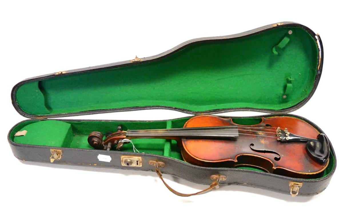 Lot 2008 - Carlo Bergonzi Copy Violin 14' one piece back, cased