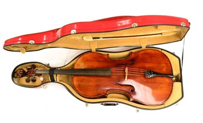 Lot 2010 - Cello, German with 30' two piece back, ebony fingerboard with Joh Schneider bow and Sinfonica...