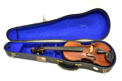 Lot 2012 - Four Violins in cases including smaller violin, possibly German (4)