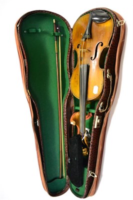 Lot 2013 - Fredk Foster Violin with 14' 36cm back, carved lions head scroll with bow in hard case