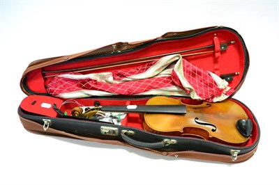 Lot 2015 - Joseph Klotz Copy Violin 355mm two piece back, branded 'Klotz', with N Laury A Paris nickel mounted