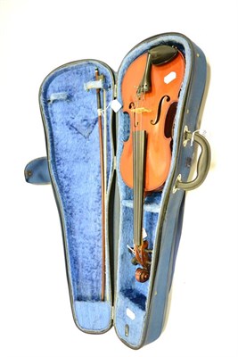 Lot 2018 - Violin Labelled Ruggielli with 14' piece back with Erich Steiner box with ebony frog, nickel...