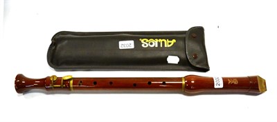 Lot 2032 - Schott's Concert Tenor Recorder three piece wooden body, in Aulos vinyl case