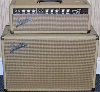 Lot 2053 - Fender Blackface Tremolux Amp Head and Cabinet, with tweed top and cab, made in U.S.A, serial...