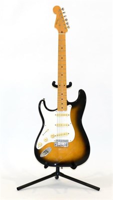 Lot 2063 - Fender Left Handed Stratocaster 50th Anniversary Guitar no.U038420 Made in Japan, strung right...