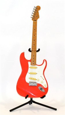 Lot 2071 - Fender Squier Stratocaster Hank Marvin Signature Guitar K028707 Made in Japan, red finish with...