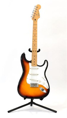 Lot 2078 - Fender Stratocaster Guitar no.MN8313773 Made in Mexico, sunburst body with white scratchplate,...