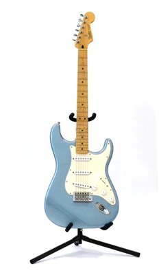 Lot 2079 - Fender Stratocaster Guitar no.MZ1085004 Made in Mexico, semi-metallic blue body with cream...