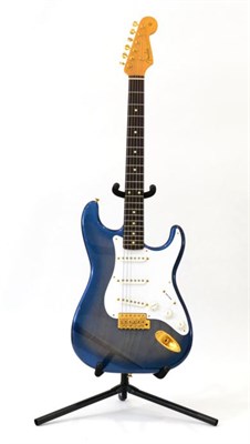 Lot 2080 - Fender Stratocaster Guitar no.P089771 Crafted in Japan, with blue body, white scratchplate with...