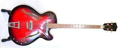 Lot 2084 - Framus Star Bass Guitar, model 5/150, serial no:22409, manufactured pre 1959, sunburst red...