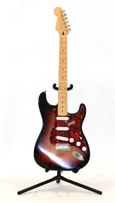 Lot 2099 - Made From Parts Stratocaster Style Guitar sunburst finish with red marbled scratchplate, three...