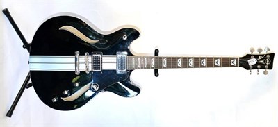 Lot 2102 - Mustang VSH 120 Six String Electric Guitar, serial number MD11040074, with black and silver finish