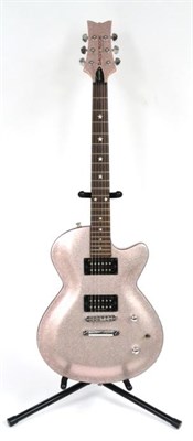 Lot 2110 - Rock Candy - Daisy Rock Guitar no.204091404 Made in Indonesia, with glitter pink body, twin Seymore