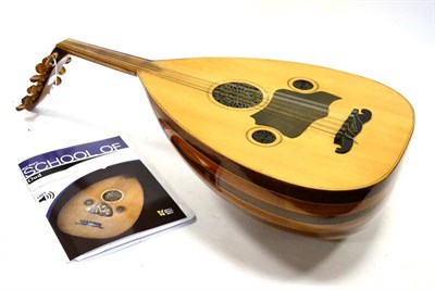 Lot 2130 - Oud modern example with spruce/mahogany body and two piece top in soft case, with School of Oud...