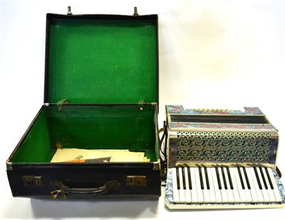 Lot 2137 - Francesco Modello Piano Accordion blue finish with floral decoration (cased)