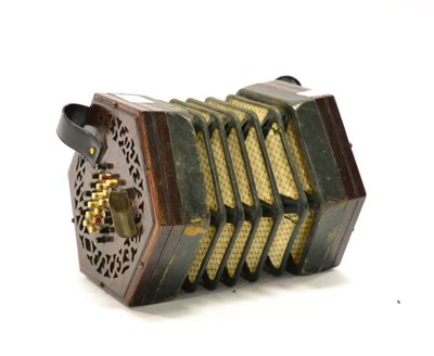 Lot 2138 - John C Murdoch &amp; Co. Ltd Labelled Concertina 48 key English? system with pieced fretwork...