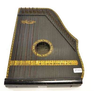 Lot 2143 - Memzenhauer & Schmidt Guitar Zither black lacquered with gold decorations and original label inside