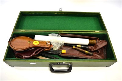 Lot 2144 - Northumbrian Pipes an incomplete set with leather bellows, in hard case